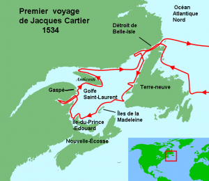 Carte du premier voyage de Jacques Cartier
